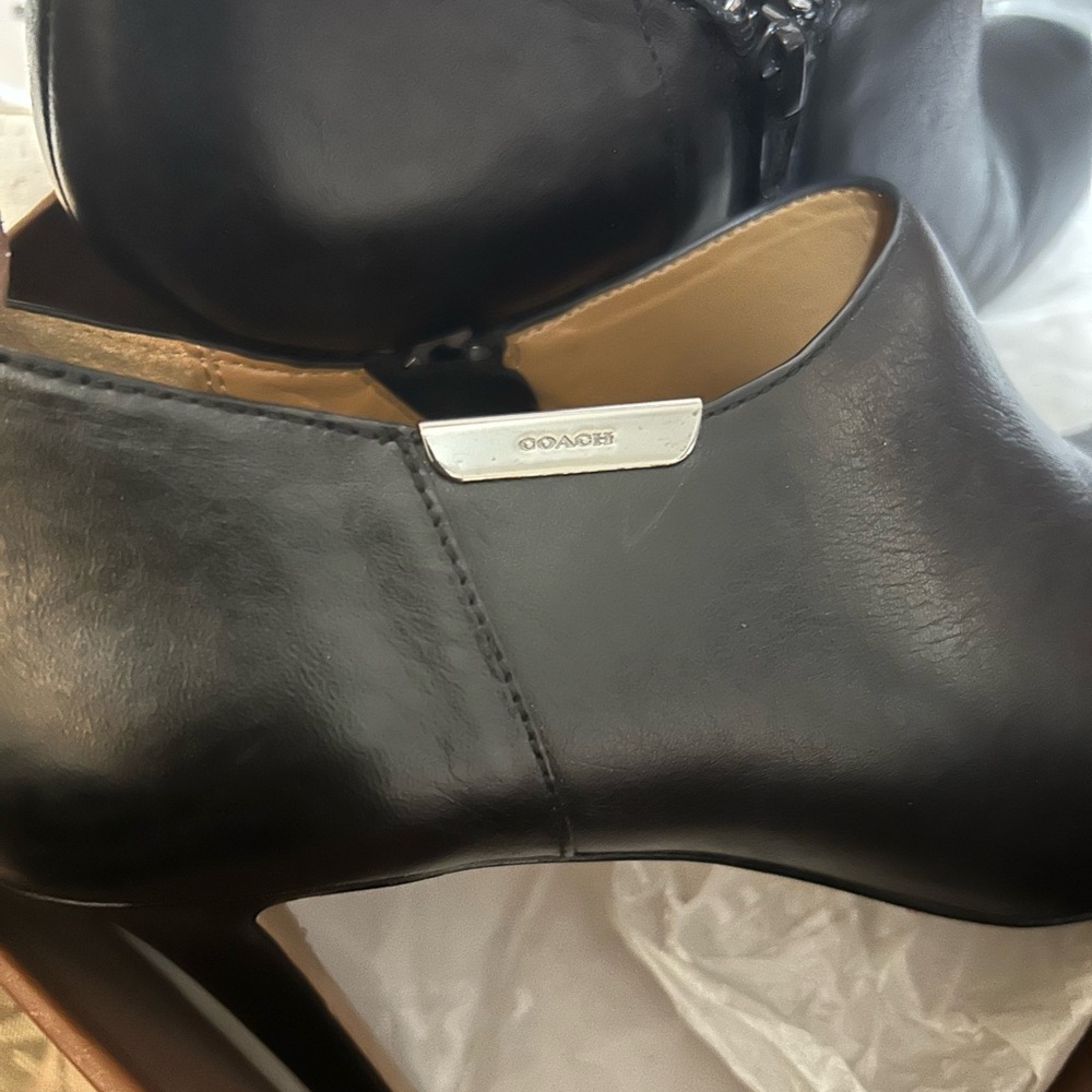 Coach Elegant Black Leather Heeled Boots